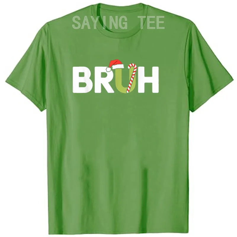 Bruh Camisa navideña Niños Adolescentes Niños Camiseta navideña divertida Bruh Santa Hate y bastón de caramelo que dice camiseta Traje gráfico humorístico