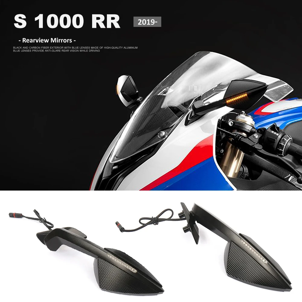 

Turn Lights Side Mirrors with LED Turn Signal Indicator 2025 2024 Motorcycle Rearview Mirror For BMW S 1000 RR S1000 RR S1000RR