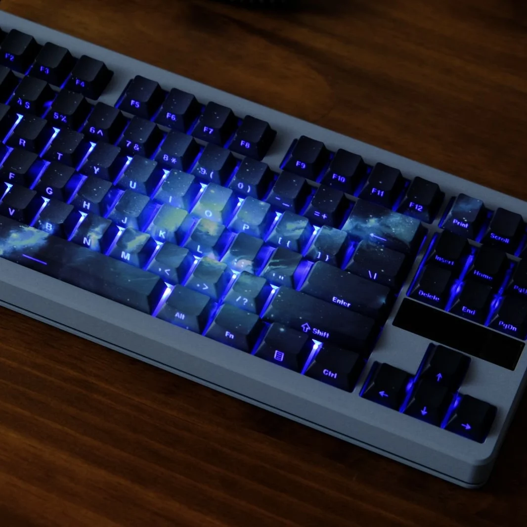Cosmic Nebula Keycap Side Engraving Light Original Factory Height Starry Sky PBT 61 68 75 87 98 108