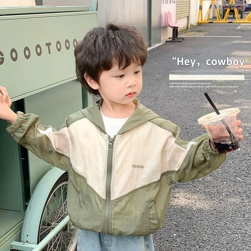 2025 الصيف الملابس في الهواء الطلق للأطفال وسيم صبي 1-10 Y الاطفال معطف مقنع طويلة الأكمام الرضع الفتيان واقية من الشمس سترة الاطفال القمم #5