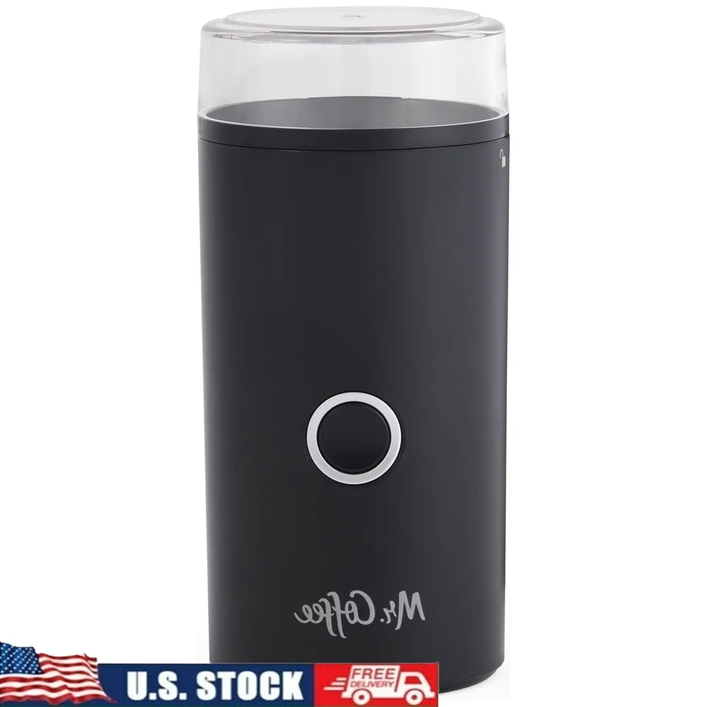 

Coffee Grinder Stainless Steel Blades 14-Cup Capacity Easy On Off Switch Transparent Lid Cord Storage Cleaning Brush