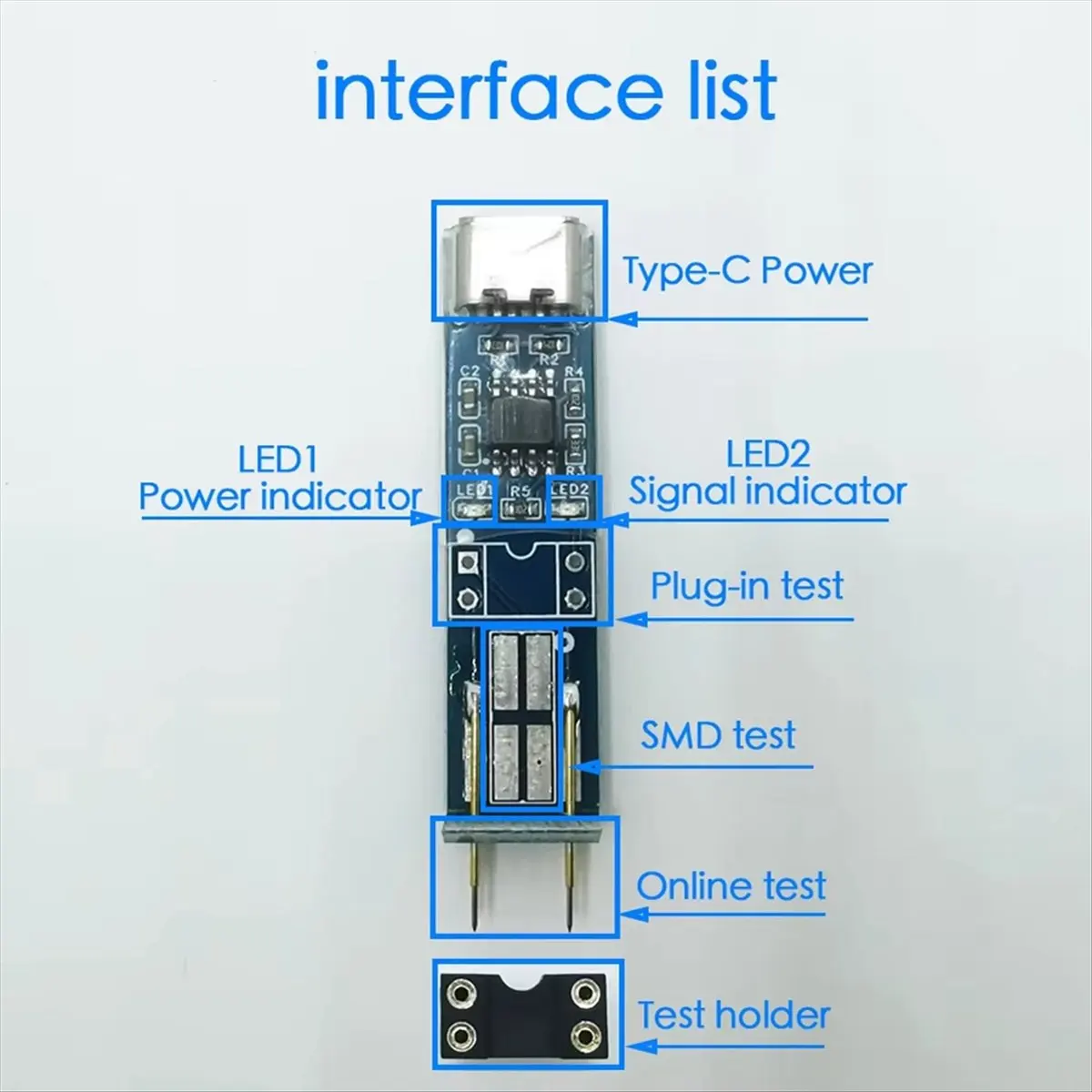 #90F Optocoupler Tester Online Test Detection Tool Blue,Optocoupler test detection tool,(PCB+electronic components)