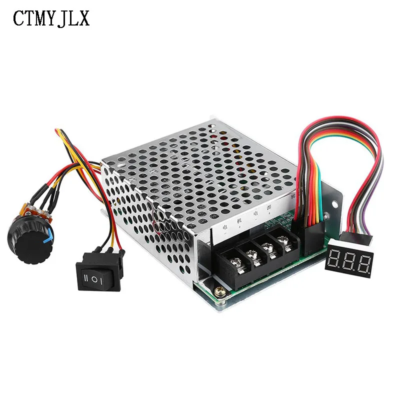 DC 10V-55V Motor Speed Controller 40A PWM Brushed DC Motor Speed Controller CW CCW Reversible Switch with LED Digit Display