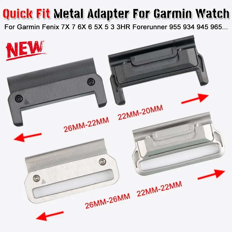 26 22mm Quick Fit Metal Adapter For Garmin Fenix 5/5X/5XPlus/6/6X/6XPro/7x/Forerunner 955 934 945 Watch Easyfit Buckle Connector