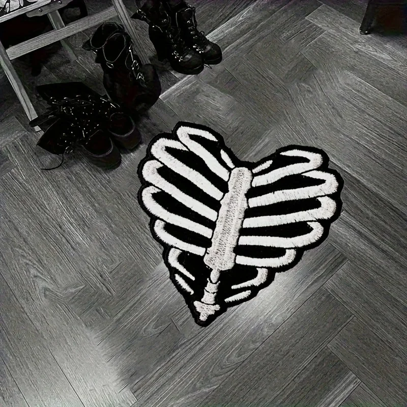 VIKAMA Skull Rib Heart-Shaped Carpet, Irregularly Shaped Carpet, Soft And Fluffy, Home Decoration Living Room Carpet