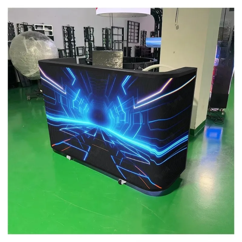Custom Curved Portable LED DJ Booth Table, Mobile Facade Stand for Club Exhibition Stage Events