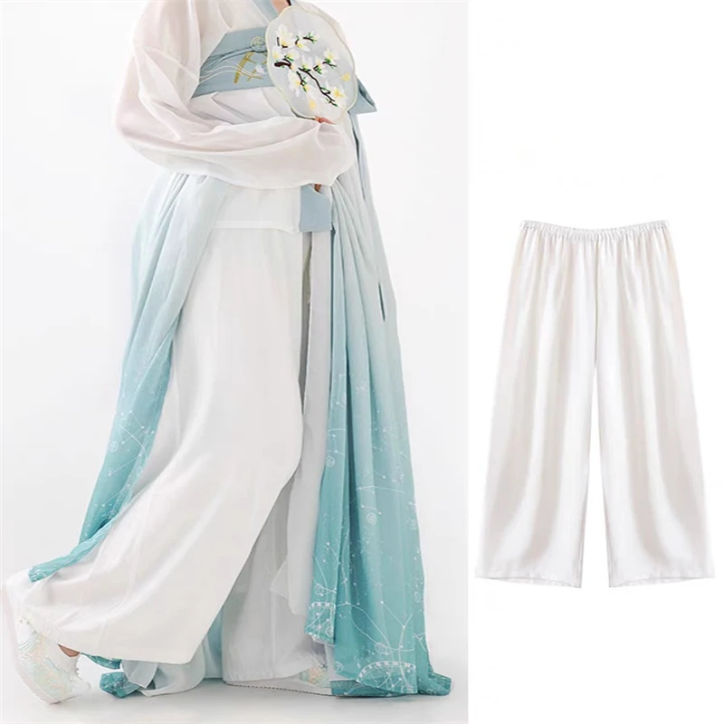 Underwear Pants Innerwear Traditional Chinese Hanfu Lining Ancient Cosplay White Trousers Chiffon Underdress Anime Costume