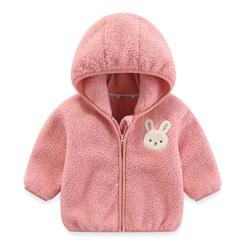 Baywell Children Clothes Winter Jackets Cartoon Printed Thicken Hooded Coat Coral Fleece Outerwear Snowsuit Kids Clothing 12M-7Y