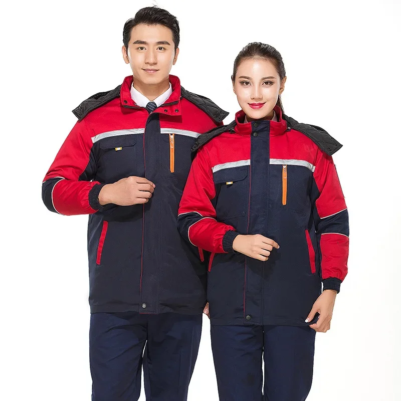 Winter workwear thick and cold resistant clothing polyester men's and women's inner liner detachable labor protection clothing