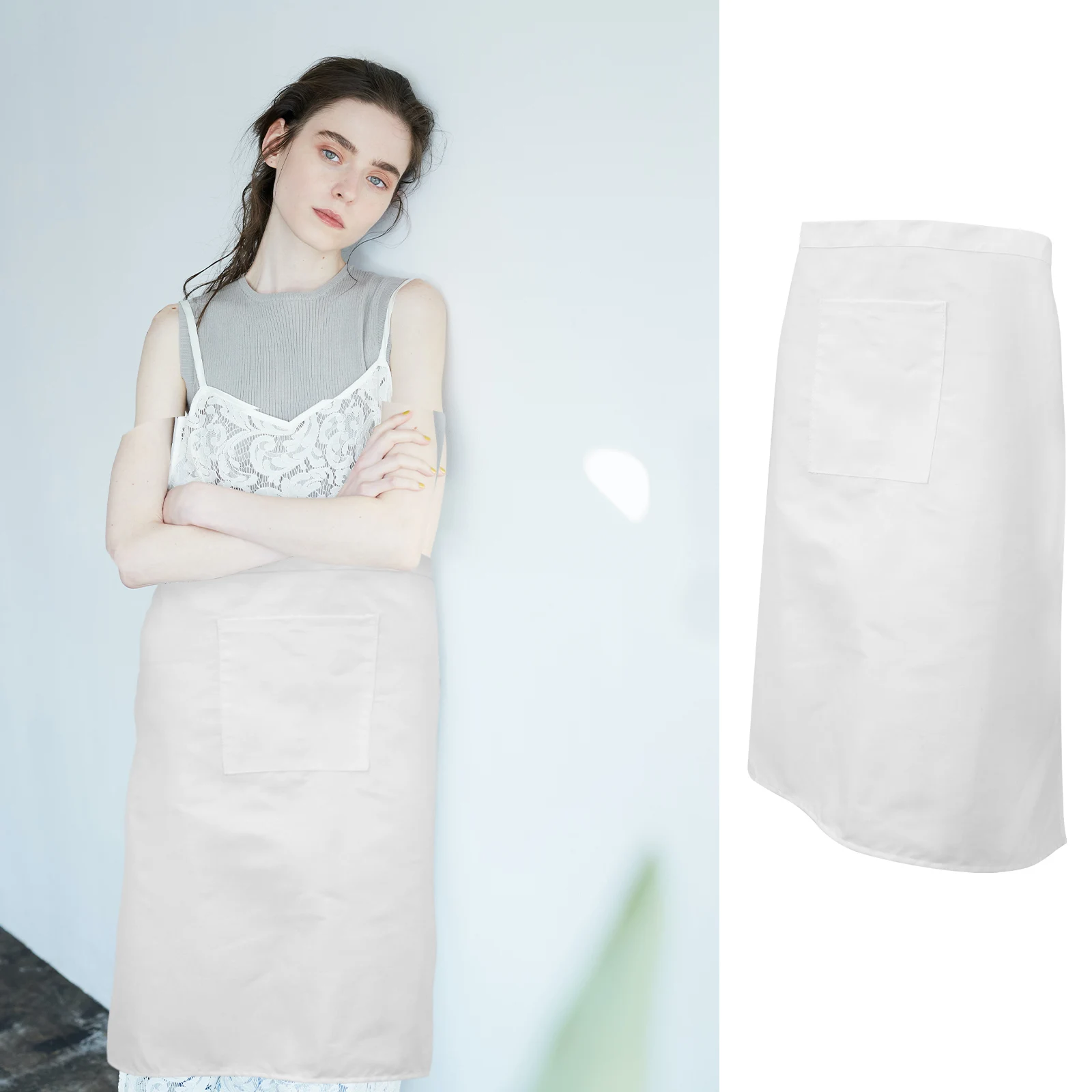 

Kitchen Apron Half Design Cotton Sleeveless Baking Cooking Pastry Household Hotel Gardening Storage Pockets Adjustable Straps