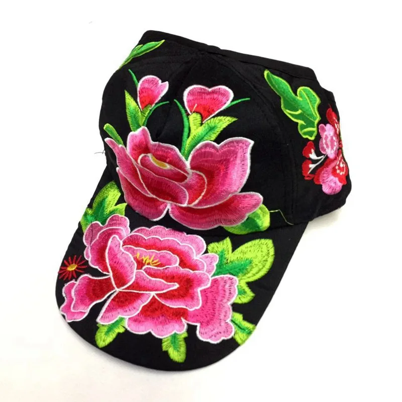 Flower Embroidery Summer Cap Women 2022 Snapback Outdoor Hat For Women Fitted Baseball Cap Beading Adjustable Casual Casquette
