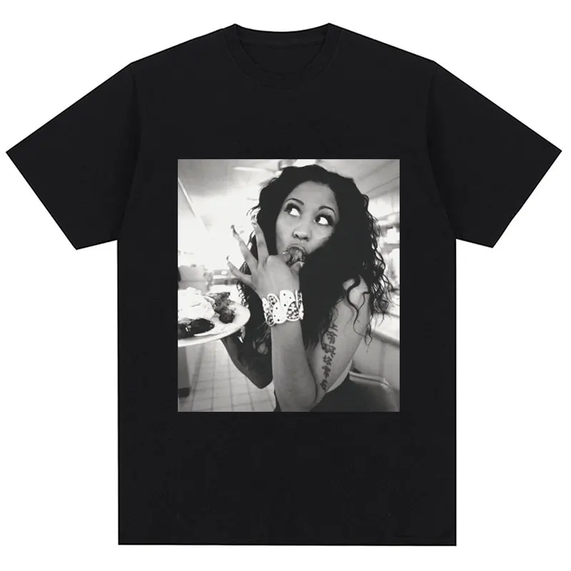 Rapper Nicki Minaj Print Vintage T-Shirt Men Women Hip Hop Fashion Casual T Shirts Loose Summer Cotton Casual Tees Streetwear