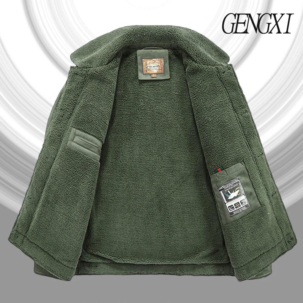 شتاء جديد وصول الجلد المدبوغ التكتيكية عمال سترة الأمريكية خمر الصوف مبطن سميكة بدوره إلى أسفل طوق سترة يندبروف و #2