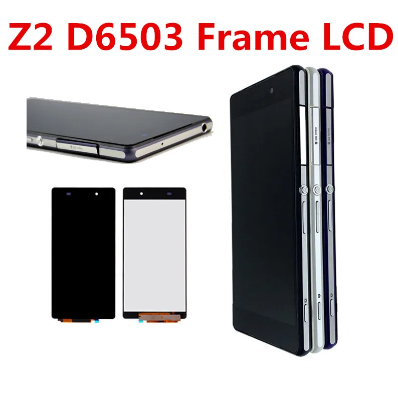 

Black white purple LCD Display For Sony Xperia Z2 D6502 D6503 D6543 L50W D6502D Touch screen Digitizer Assembly Frame