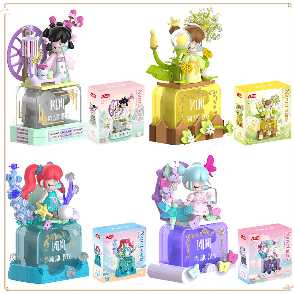 Elf Building Blocks Music Box Elf Nanci Butterfly Fairy Mermaid  Decorative Ornament Assembling Building Block Toy Birthday Gift