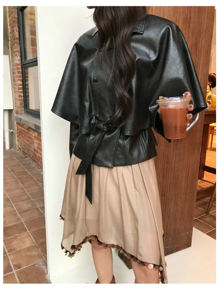 【MAR】Women's Irregular Sequin Webbing Spliced Skirt Early Spring Design Slim A Line Skirt