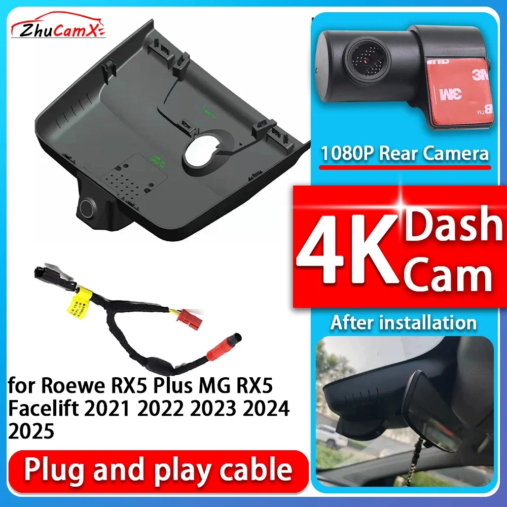 4K 2160P Camera Plug and Play Dash Cam Video Night Vision For Roewe RX5 Plus MG RX5 Facelift 2021 2022 2023 2024 2025