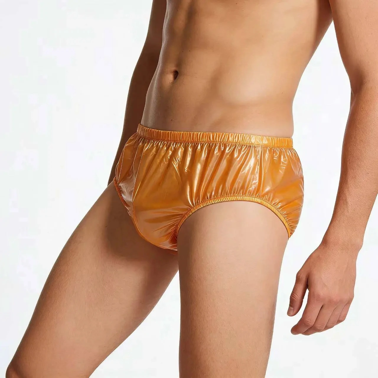 Handmake Yellow PVC Waterproof Pantys Briefs ABDL Special Live Show Dance Private Party Use Model FKK Party