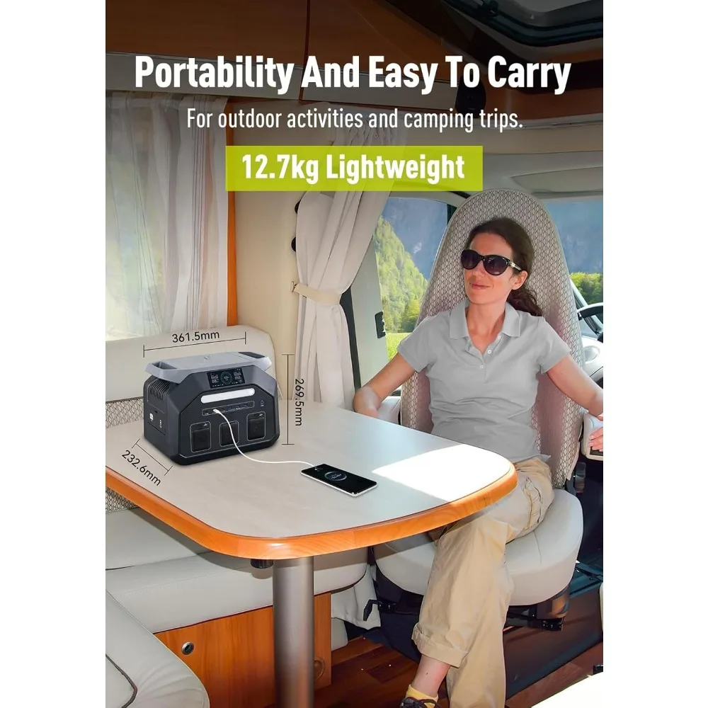 محطة طاقة محمولة P1800 بقدرة 1024 وات في الساعة LiFePO4 بطارية 1800 وات (3600 وات ذروة) مخرج تيار متردد باور بانك لمدة ساعة شحن سريع ليثيوم سولار #6