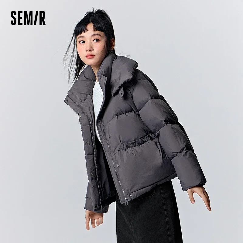 Semir Daunen jacke Frauen Design modisch vielseitig 2023 Winter neue sanfte einfarbige lose Stehkragen jacke