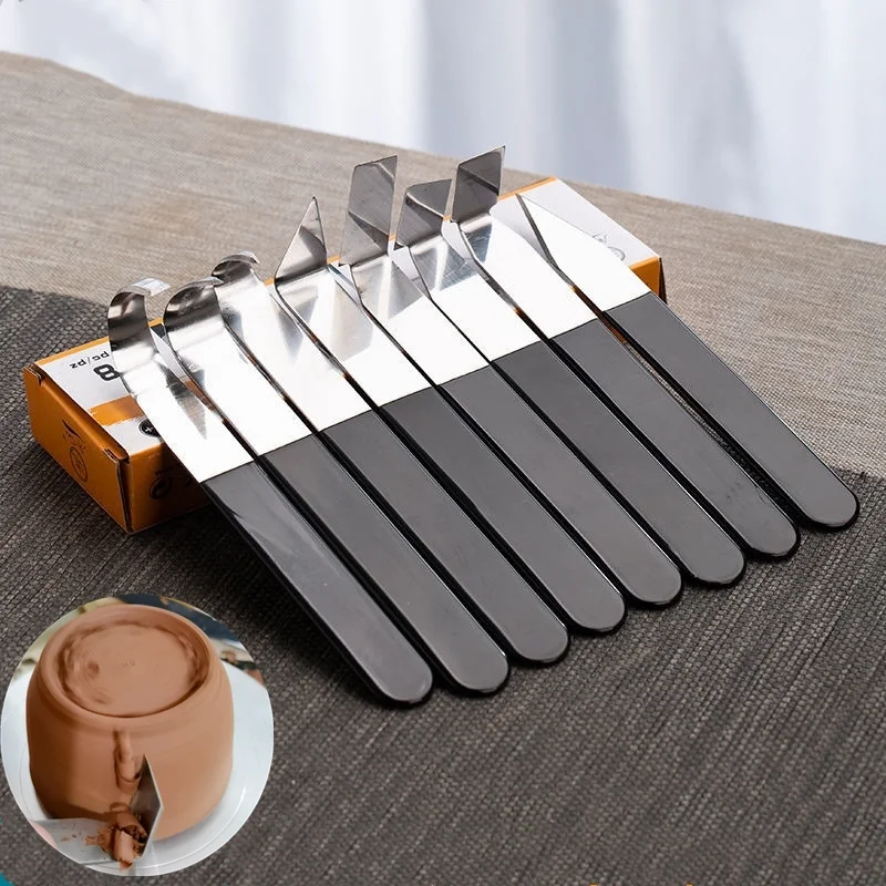 8 Pieces of Stainless Steel Pottery Repair Knife Ceramic Clay Making Tools DIY Polymer Clay Sculpture Dressing Modeling Scraper