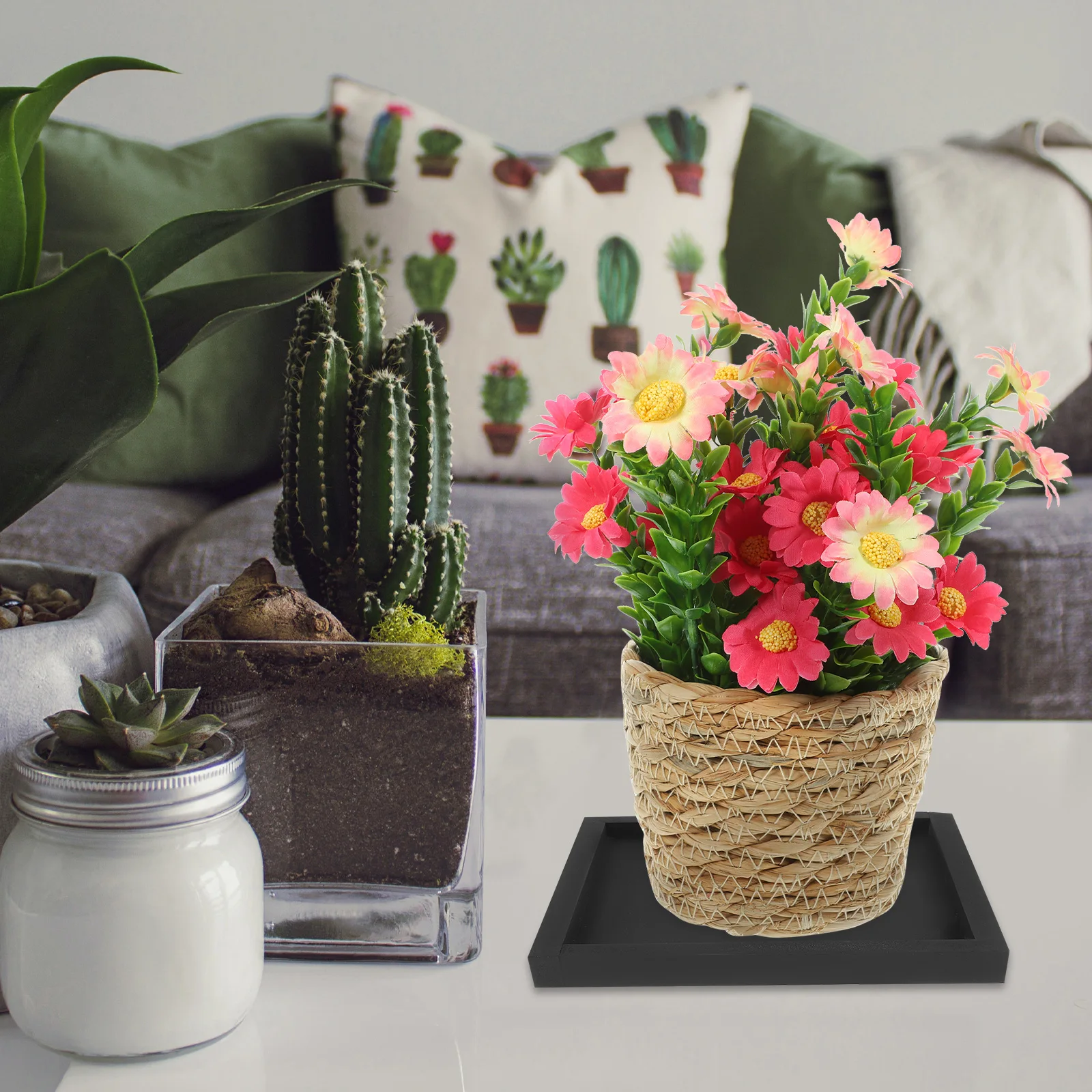 

Square Flowerpot Tray Thicken Plastic Potted Base Leakproof Anti-Slip Heavy Duty Lightweight Garden Indoor Balcony Home Use