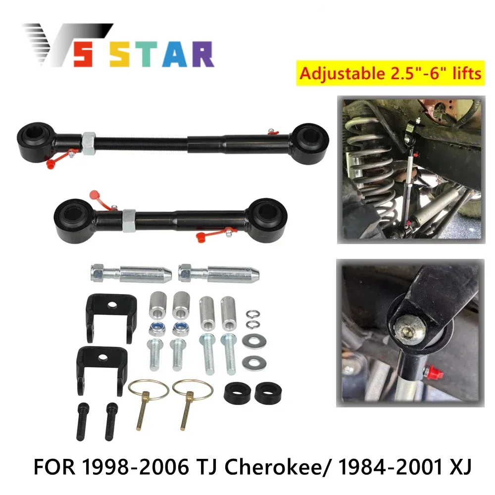 

Stainless Steel Front SwayBar Quick Disconnect Adjustable 2.5-6" Lifts for 1998-2006 TJ Cherokee 1984-2001 XJ Black PRC-1010B