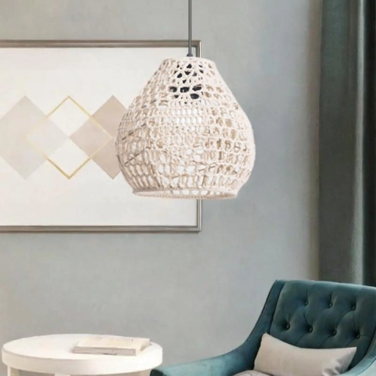 Weave Rope Lampshade Replacement Chandelier Cover Pendant Light Fixture Hanging for Restaurant Bedroom Hotel Kitchen Hallway