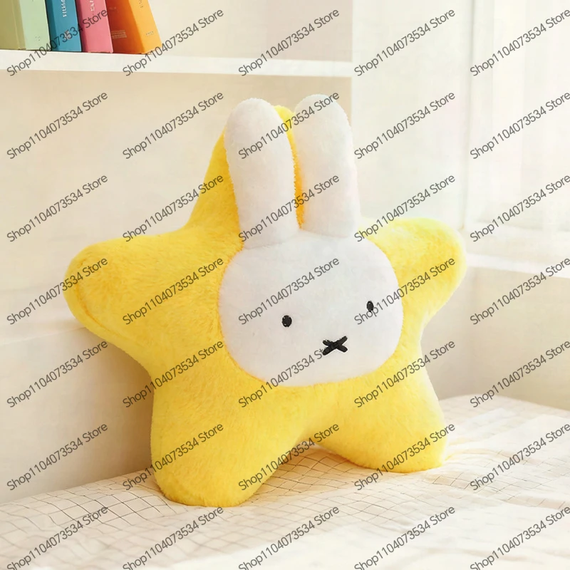 

New Kawaii Miffy Stuffed Doll Miffy Star Pillow Plush Toy for Kids Anime Birthday Gift Soft Cuddly Sleeping Buddy for Girls