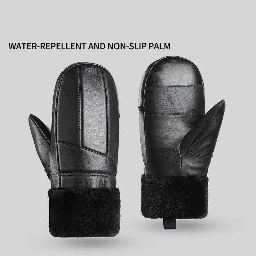 New Soft Winter Warm Gloves Warm Driving Mittens PU Waterproof Skiing Gloves Women Men