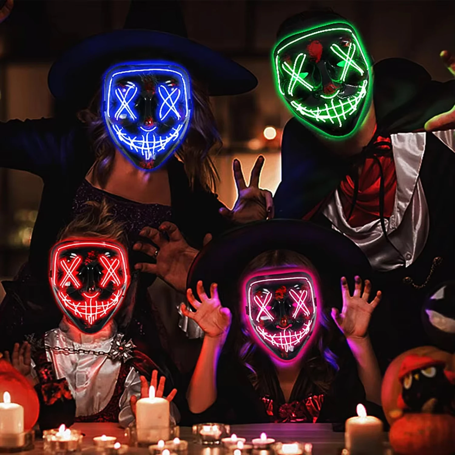 Crazy Halloween Decorations 10 Colors LED Masks Horror Play Glowing Mask in the Dark