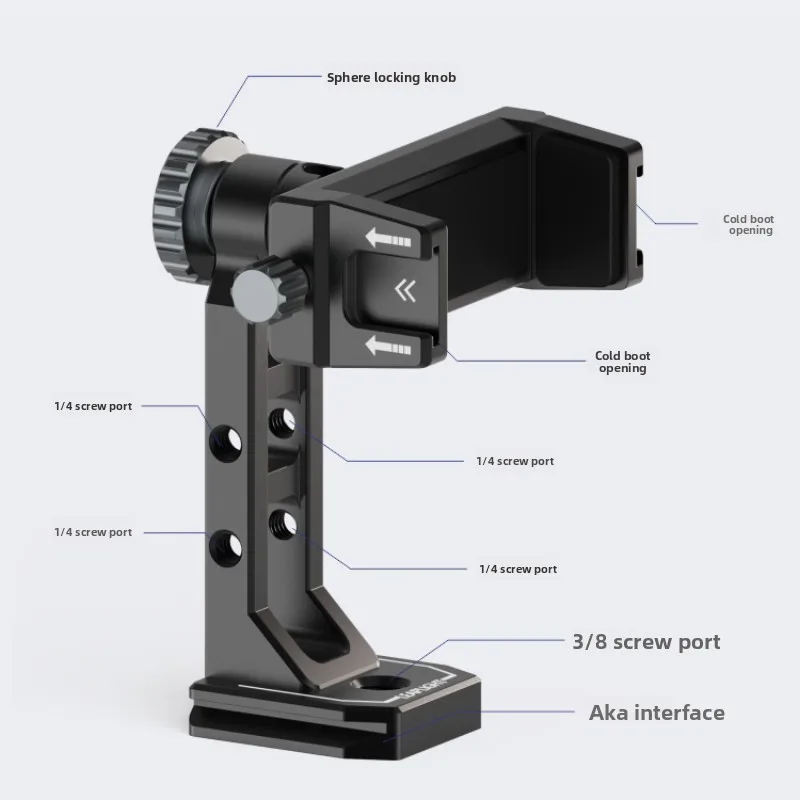 360 Rotation Aluminium Phone Holder Tripod Mount Cold Shoe for IPhone 15 14 Samsung Tripod Mic Light Arca Mount Clip Clamp