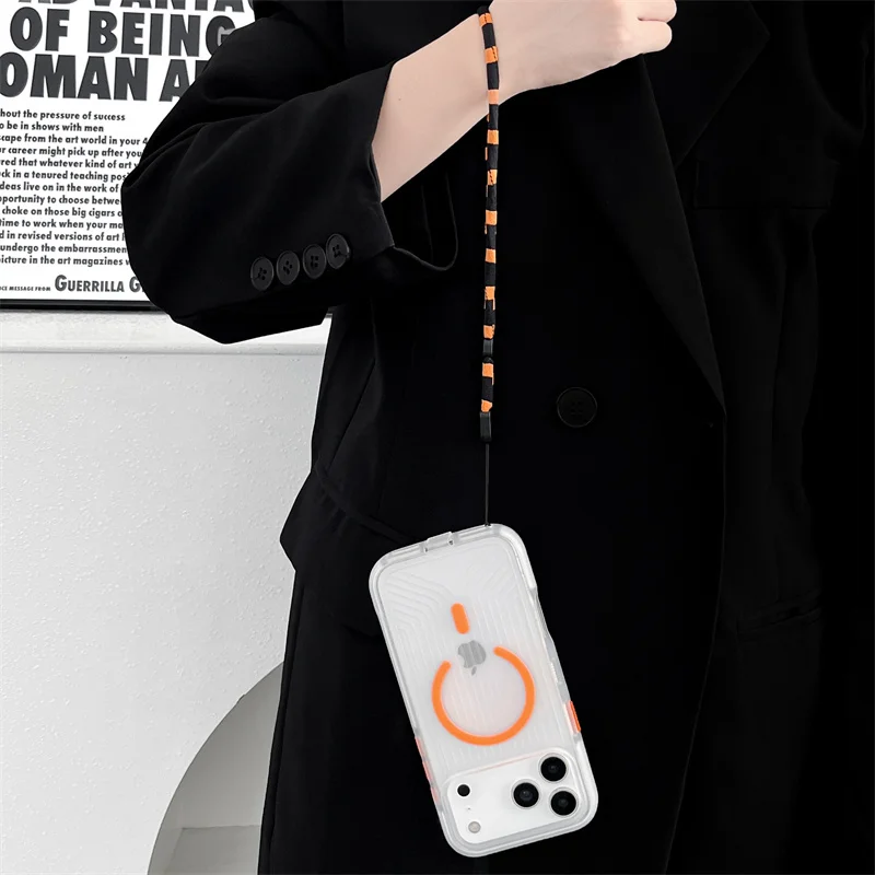 Military Grade Anti-Drop Noctilucent With Wrist Strap Phone Case For iPhone 12 13 14 15 16 17 Pro Max For Magsafe Magnetic Cover - Image 4