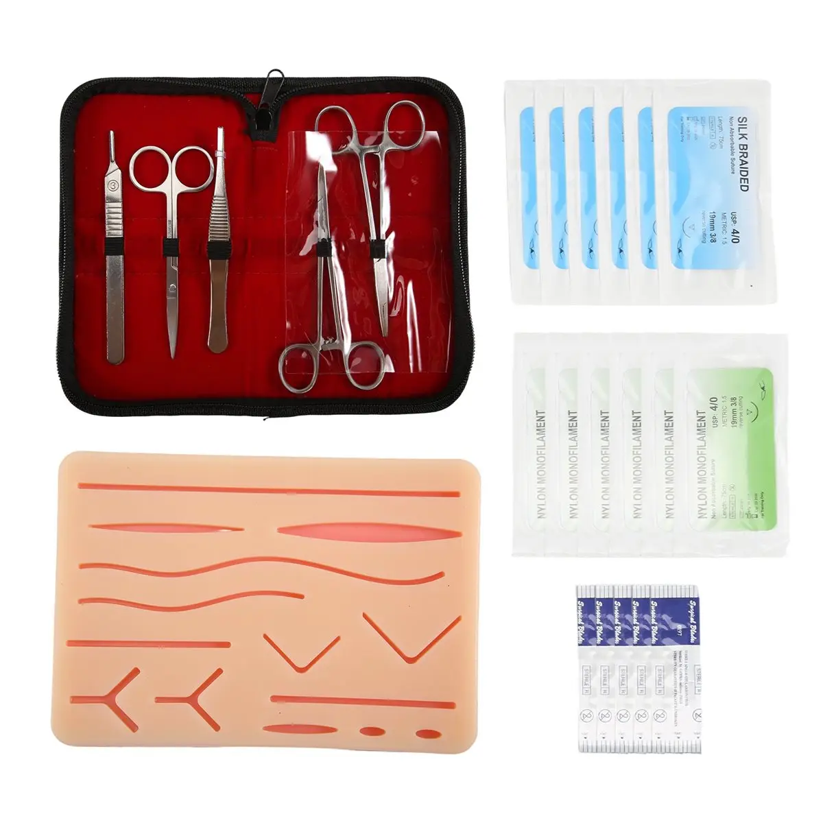 ✱Complete Suture Kit for Students,Including Silicone Suture Pad and Suture Tool Practice Suture Kit for Suture Training