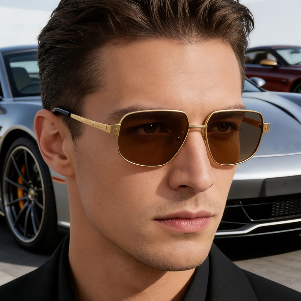 Top Quality Trendy Polarized Sunglasses for Men Titanium Anti-ultraviolet Sun Glasses Male Stylish Polygon UV400 Sunglass Shades