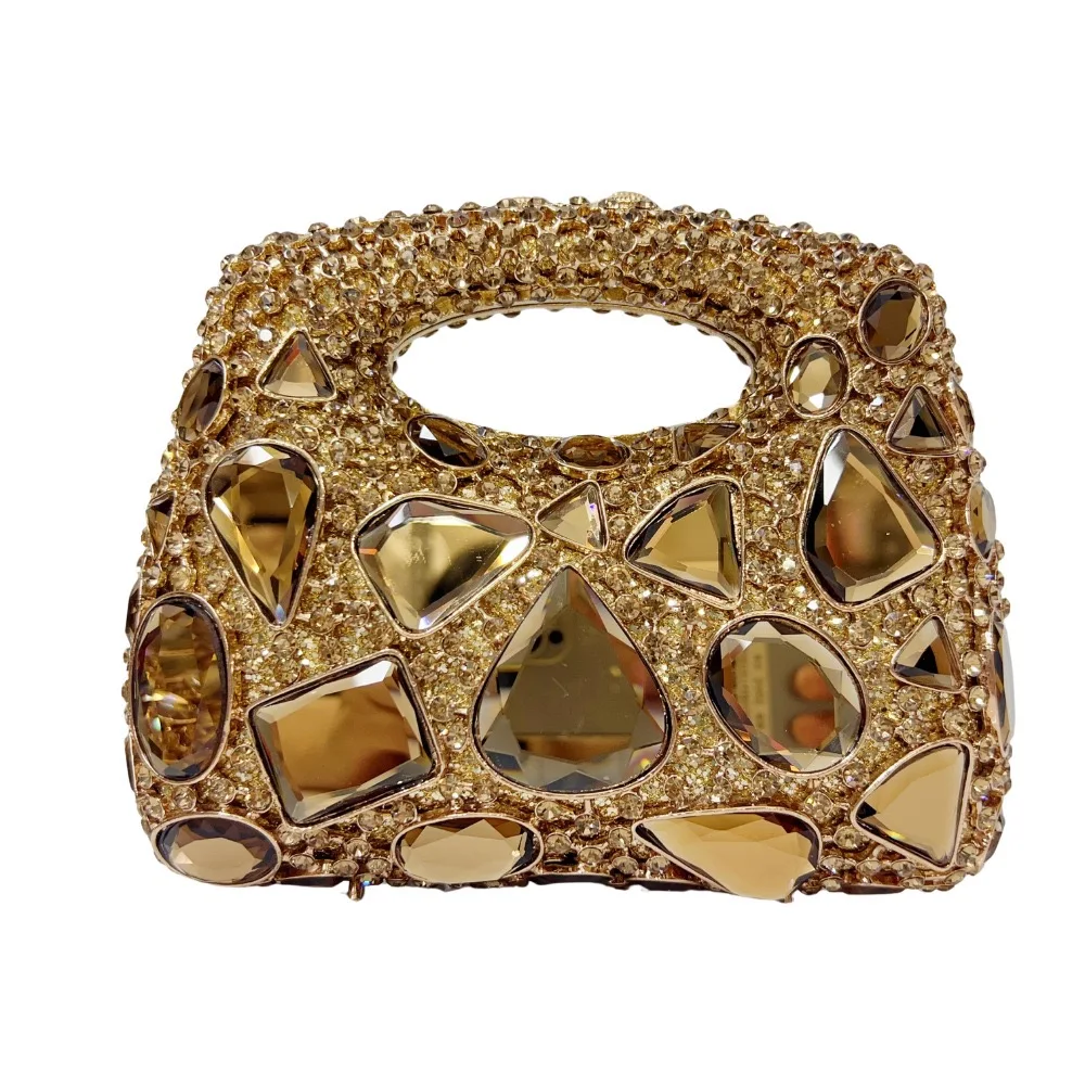 Pretty Women  Evening Handbags Top Handle Crystal Clutch Bags Metal Totes Handbags Wedding Party Evening Purse For Party Z58-12