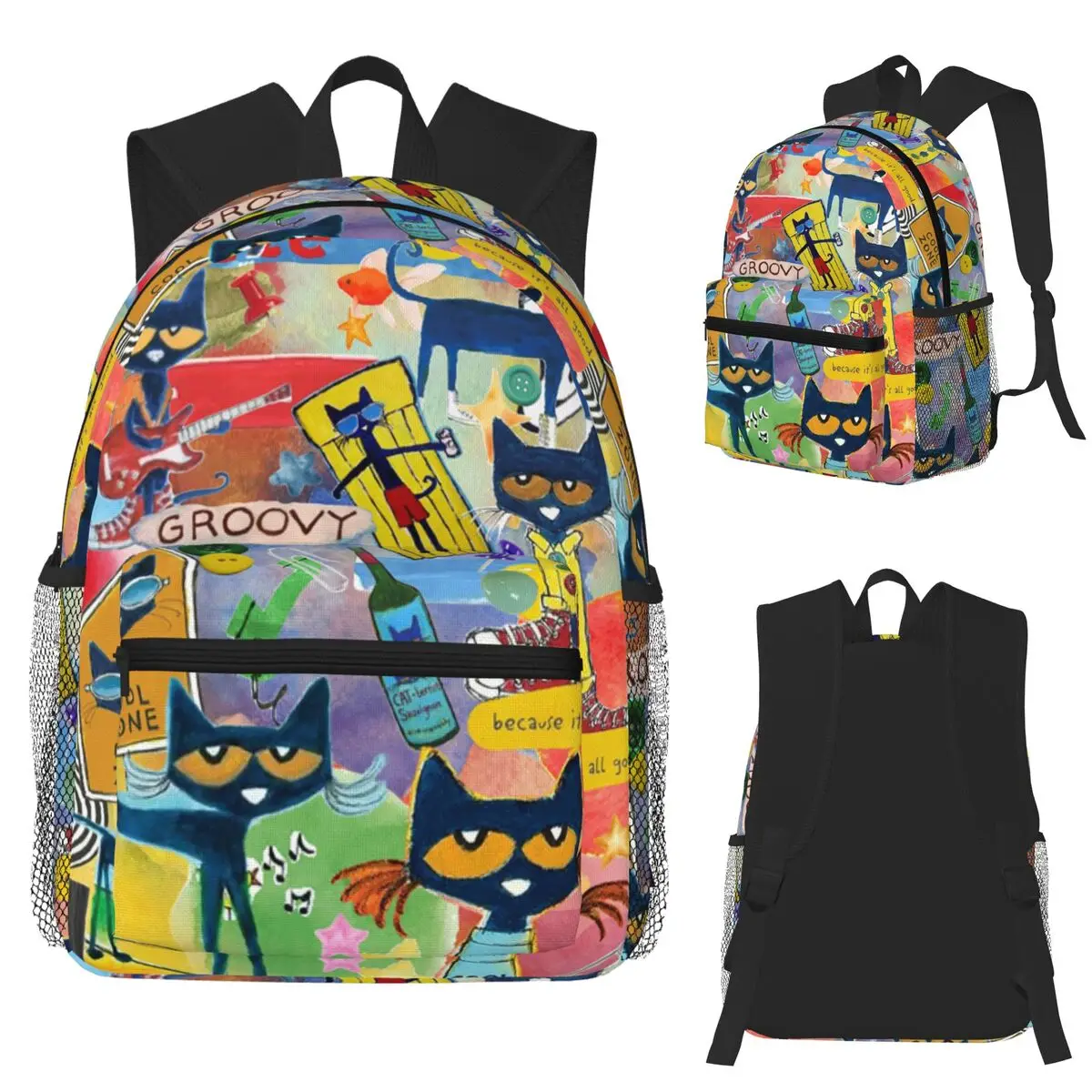 

Студенческий рюкзак Pete The Cat, школьная сумка, походный дорожный рюкзак для мальчиков и девочек, модная сумка для книг, сумки на плечо