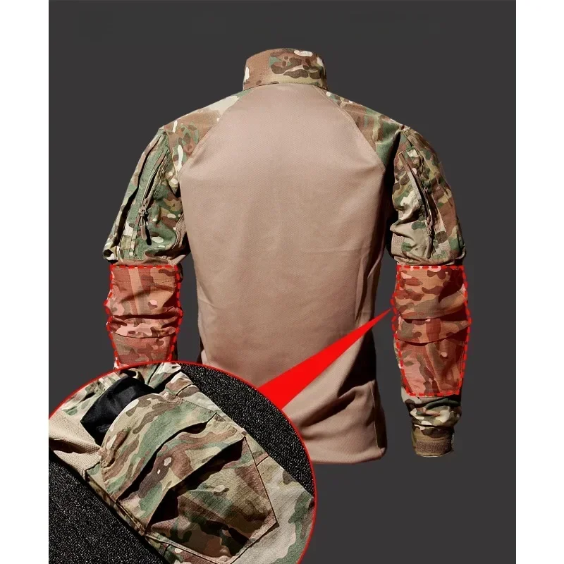 Tuta da allenamento per esterni da uomo T-shirt traspirante durevole da esterno Pantaloni cargo Set Tute impermeabili Tasche multiple Camo Set da 2 pezzi