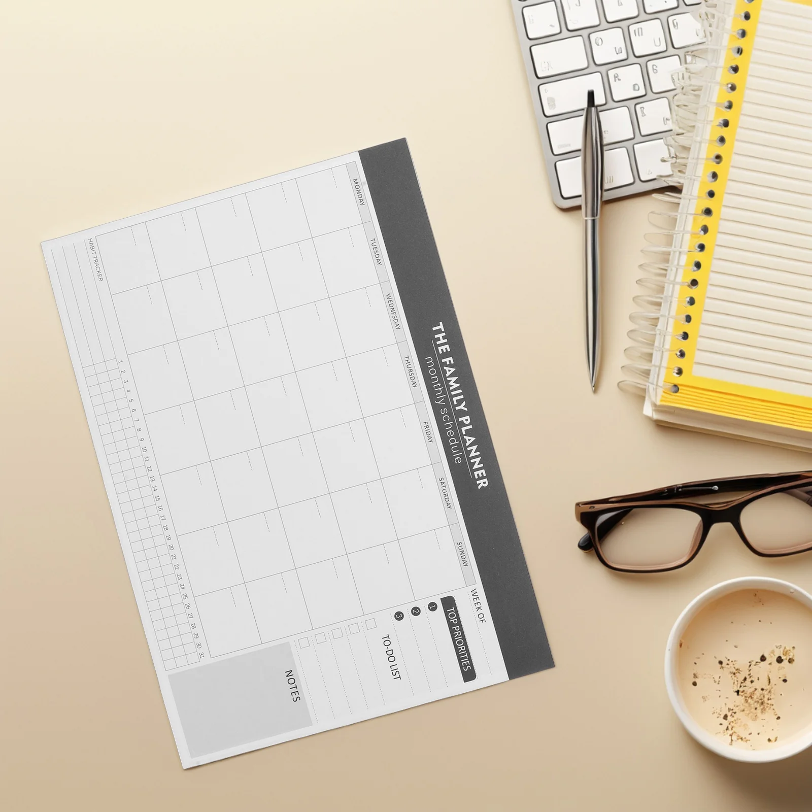 

Monthly Planner Notepad Undated Large Daily Weekly Monthly Schedule Task Checklist Notebook For Teacher Student Office Black