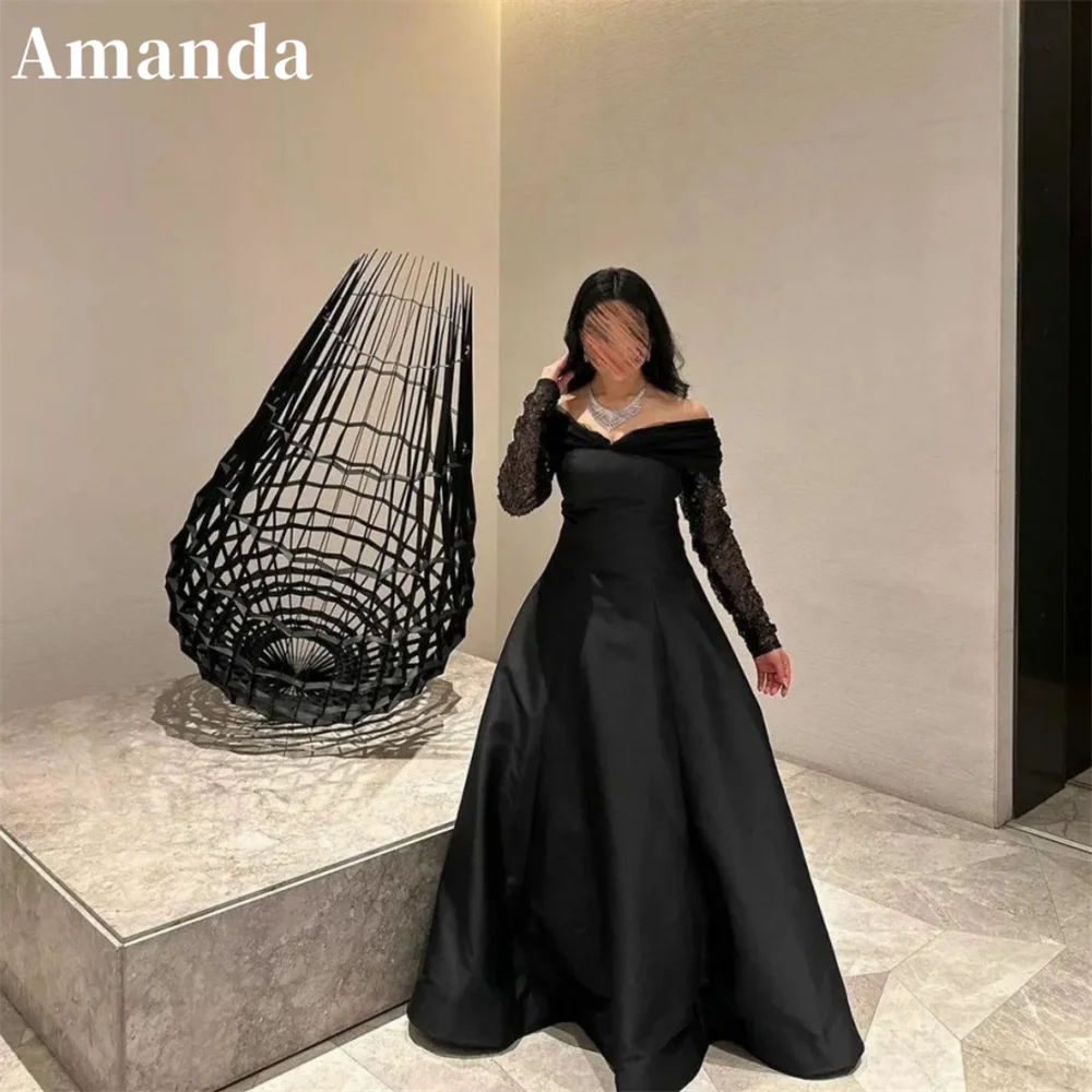 

Amanda Sexy Off Shoulder فساتين سهره فاخره2023 Elegantly A-line Prom Dresses Nobility Glitter Long Sleeves Vestidos De Noche