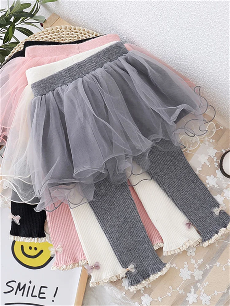 

Весенне-осенняя юбка для маленьких девочек, брюки, комплект из двух предметов, модная верхняя одежда слипоны для маленьких девочек, шелковый материал