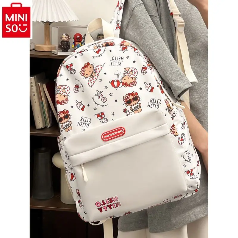 

MINISO sanrio Hello Kitty Student Cartoon Printed Book Bag Cute Cartoon Sweet Large Capacity Storage Children's Backpack