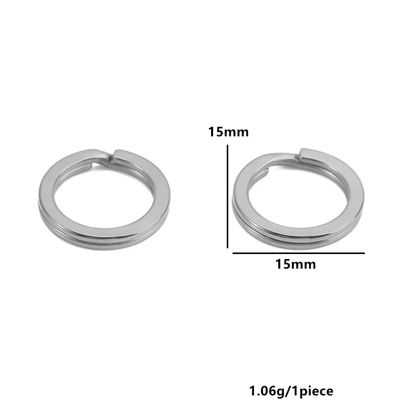 10pcs Stainless Steel Flat Split Keyring & Open Jump Rings for Keychains