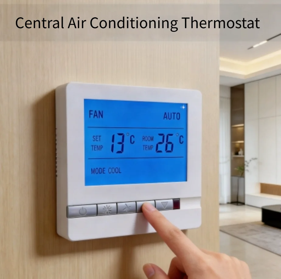 Fan Coil Thermostat AC220V with Remote Designed for Embedded 86mm Box Installation in HVAC For Air Applications