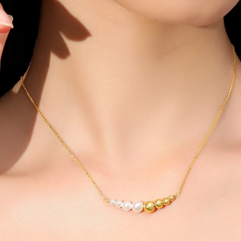 

New 18" White Gold Round Pearl Pendant Necklace