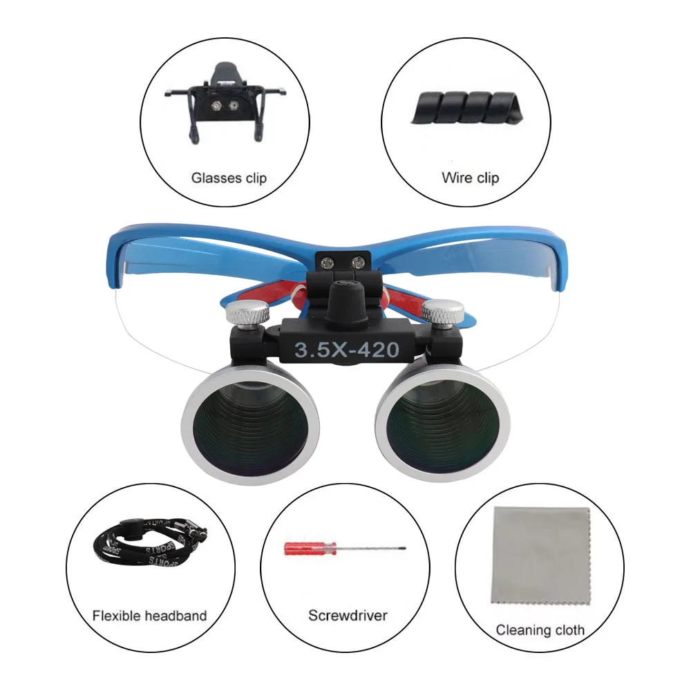Binocular de aumento para odontología, lupa médica, 2,5/3,5x, Departamento de otolaringología, lupa binocular, Faro de 5W