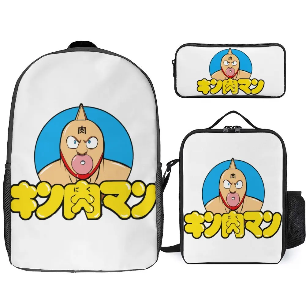 

Muscle Kinnikuman Kinnikuman 3 in 1 Set 17 Inch Backpack Lunch Bag Pen Bag Picnics Novelty Firm Lunch Tote Cozy