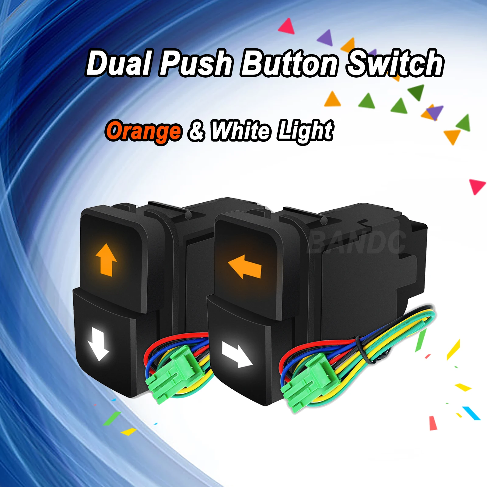12V Dual Arrow Push Switch (Up/Down or Left/Right) with Amber/White Illumination for Toyota 4Runner, Prado, Land Cruiser