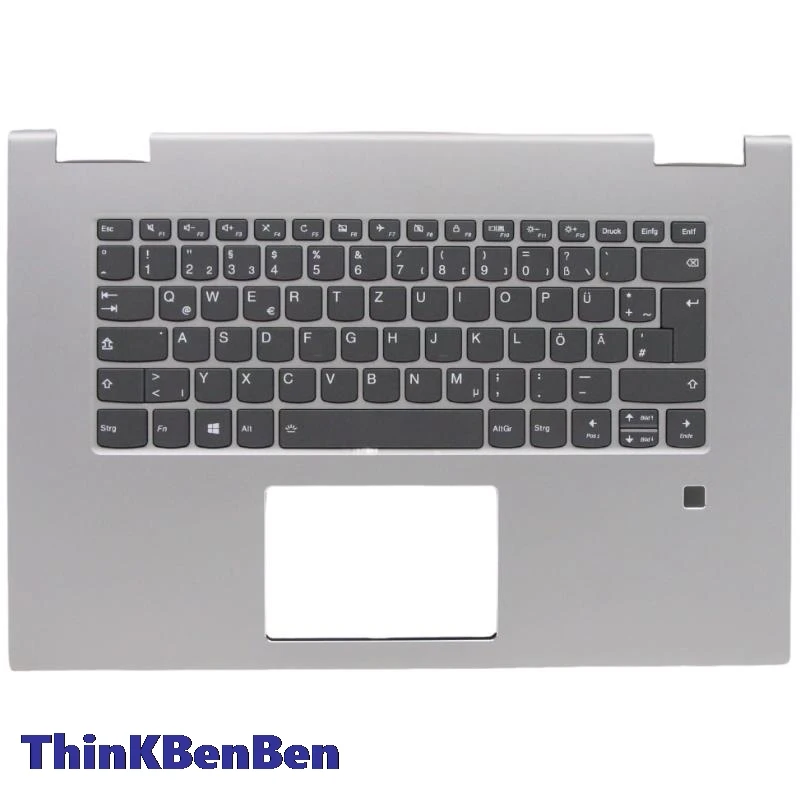 

DE German Keyboard Platinum Upper Case Palmrest Shell Cover For Lenovo Yoga 730 15IKB 15IWL Laptop 5CB0T04964