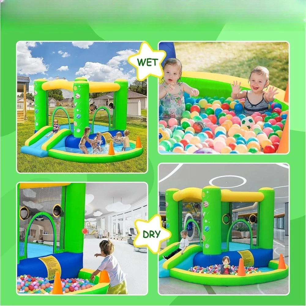 Store Best-Sellers Inflatable Bounce House with Slide for Kids Indoor Outdoor Blower Included Ball Pit Basketball Hoop Dart Game